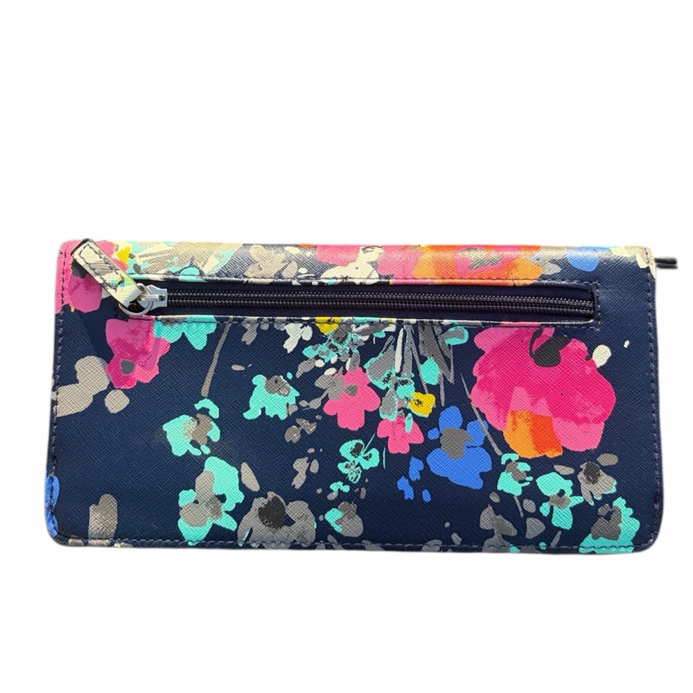 Flawed Navy Floral Crosshatch Wallet See Pics & Description - Picture 2 of 8